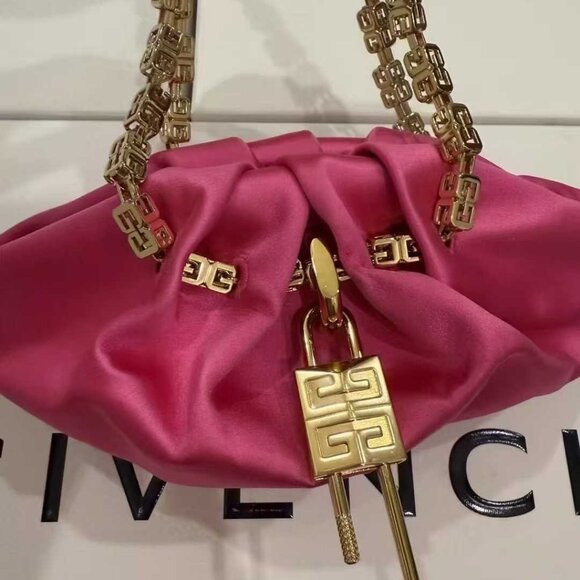 NWT Authentic Givenchy Satin Mini Kenny Shoulder Bag Neon Pink - Picture 2 of 10